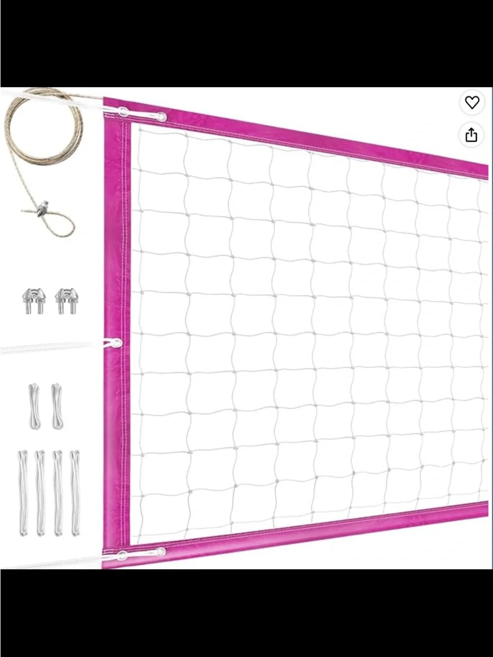 32x3 FT Pink Volleyball Net with Hardware Kit - Party & Recreation